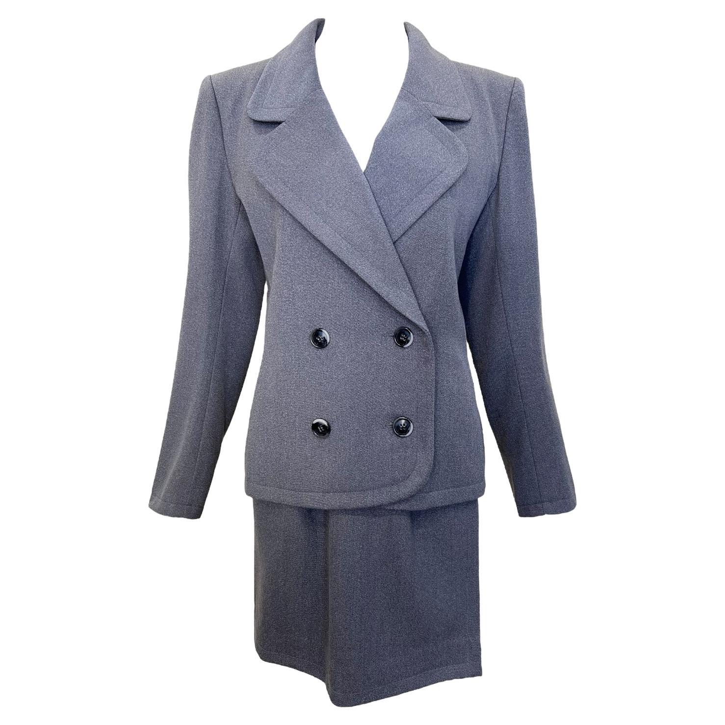 Yves Saint Laurent Haute Couture Fall 1981 Grey Wool Skirt Suit Ensemble