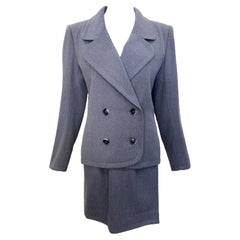 Yves Saint Laurent Haute Couture Fall 1981 Grey Wool Skirt Suit Ensemble