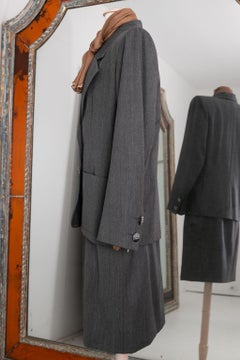 Yves Saint Laurent Haute Couture Grey Wool Set, circa 1988