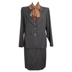 Yves Saint Laurent Haute Couture Grey Wool Set, circa 1988