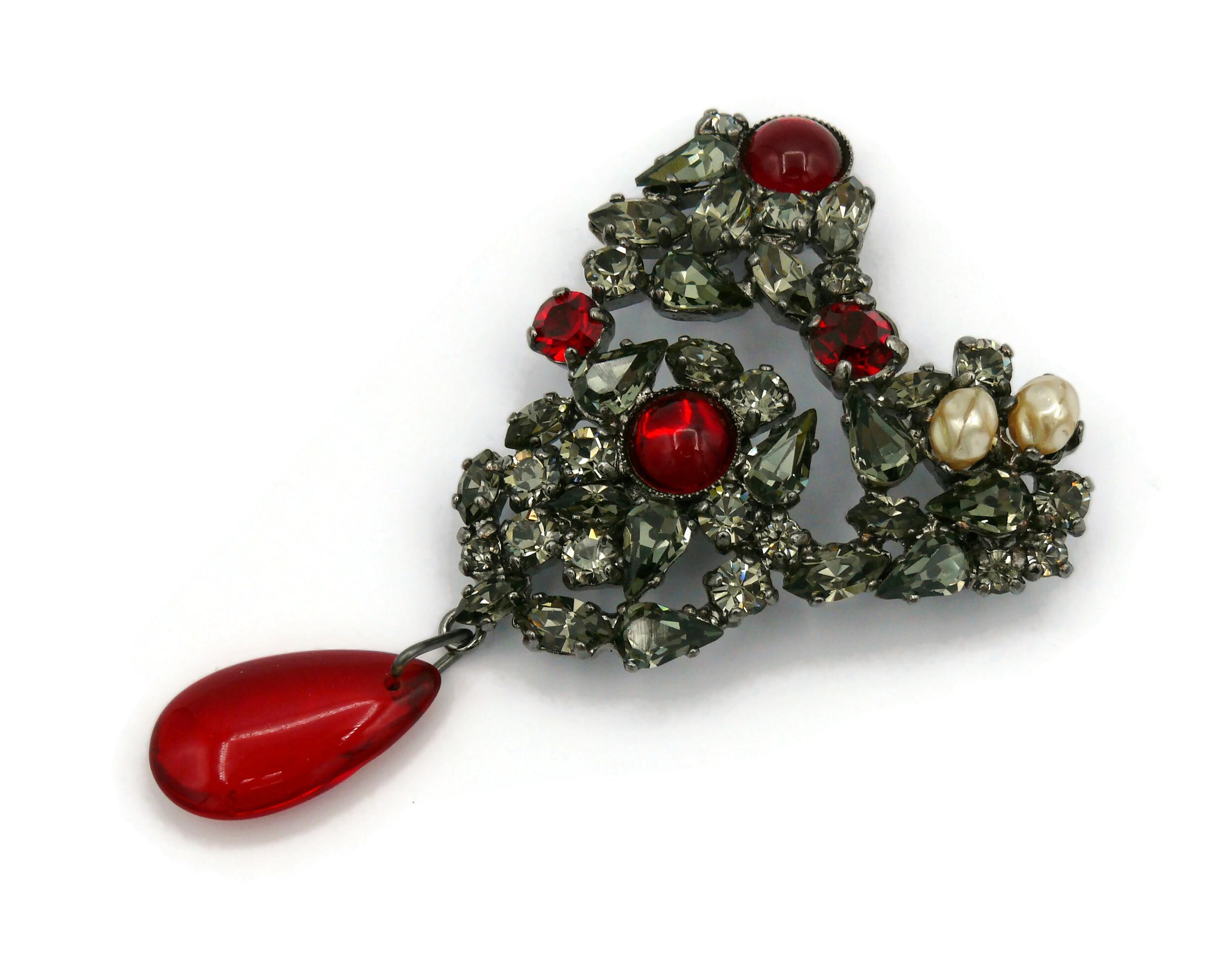 YVES SAINT LAURENT Haute Couture Iconic Bejeweled Heart Brooch 1