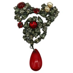 YVES SAINT LAURENT Haute Couture Iconic Bejeweled Heart Brooch