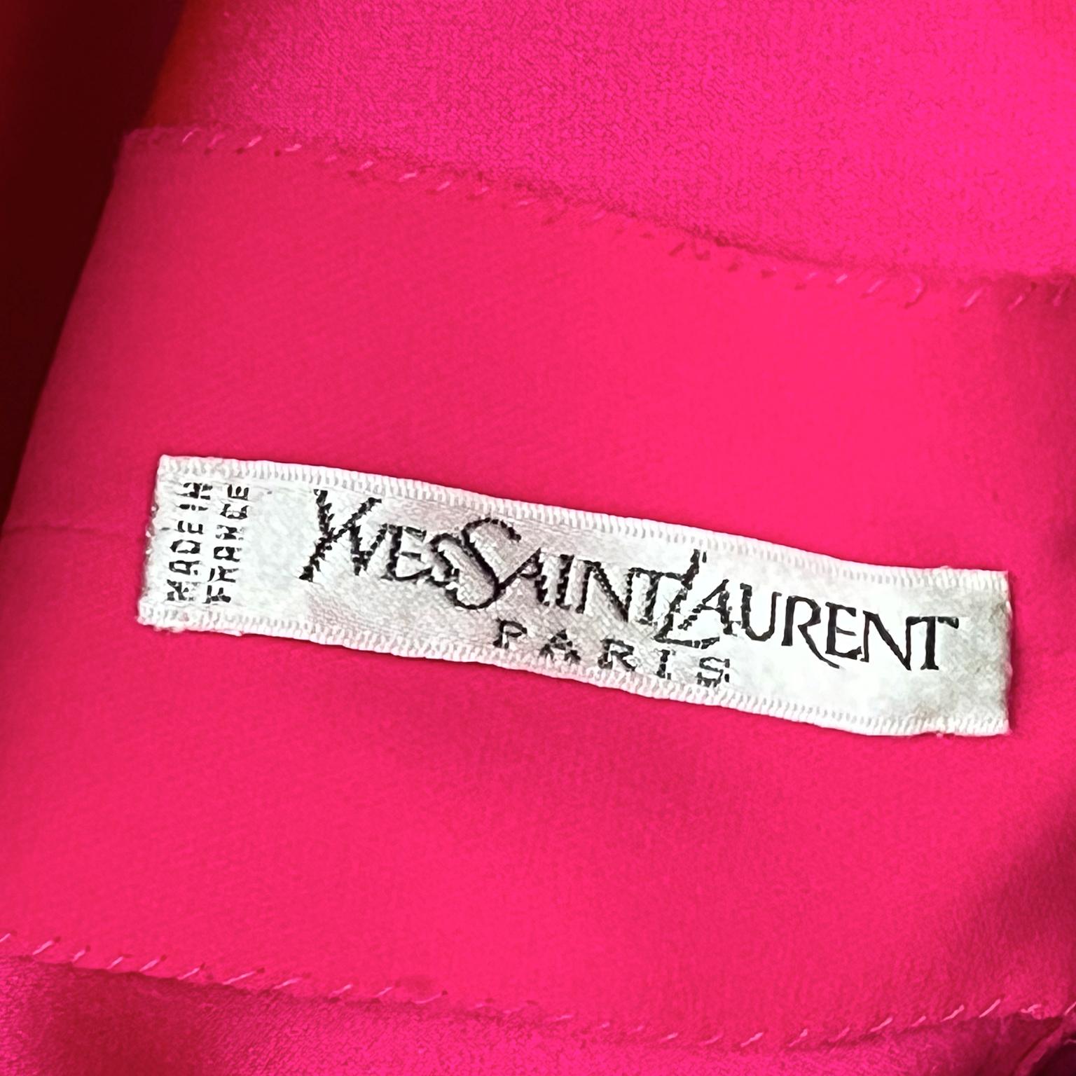 Yves Saint Laurent Haute Couture Pink Silk 2 Pc Evening Dress w Ruffled Skirt 6