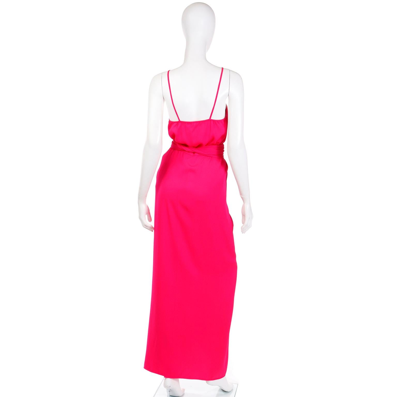 Yves Saint Laurent Haute Couture Pink Silk 2 Pc Evening Dress w Ruffled Skirt 1