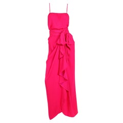 Yves Saint Laurent Haute Couture Pink Silk 2 Pc Evening Dress w Ruffled Skirt