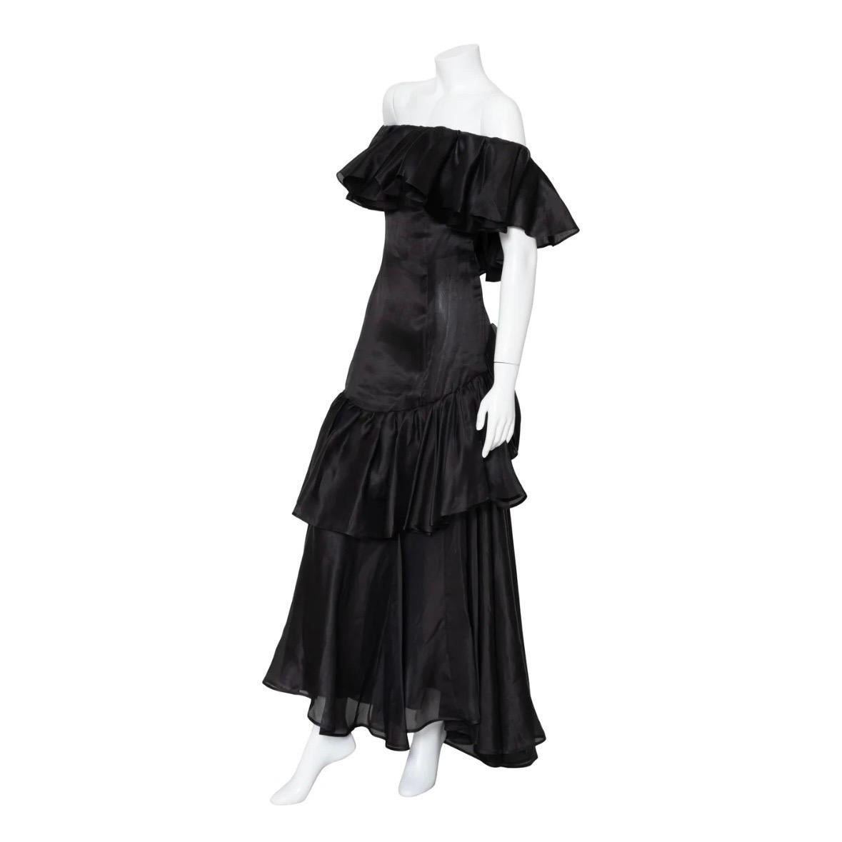 Yves Saint Laurent Haute Couture Ruffled Gown (1980s) In Good Condition For Sale In Los Angeles, CA