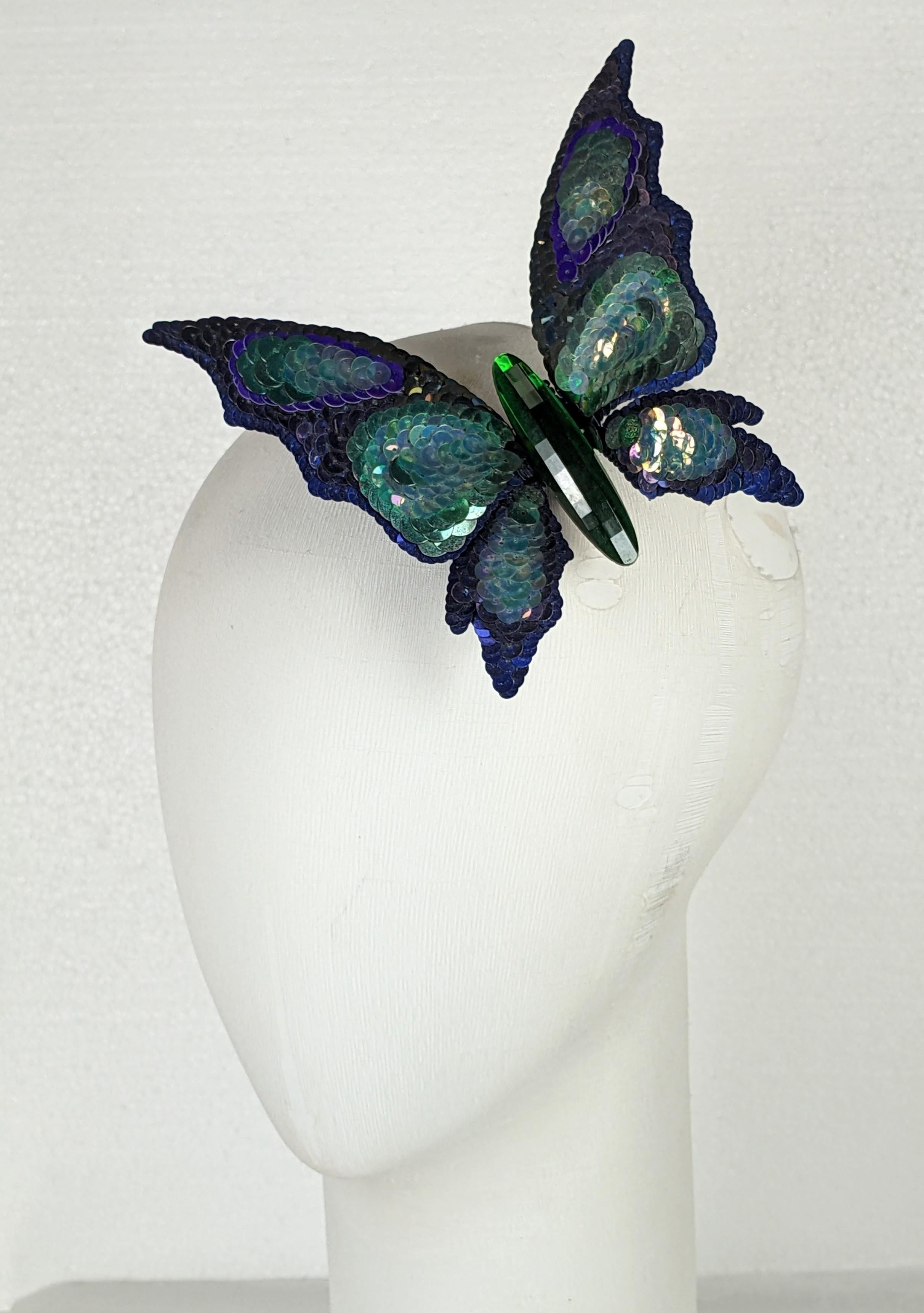 Artisan Yves Saint Laurent Haute Couture Sequin Swarovski Butterfly For Sale