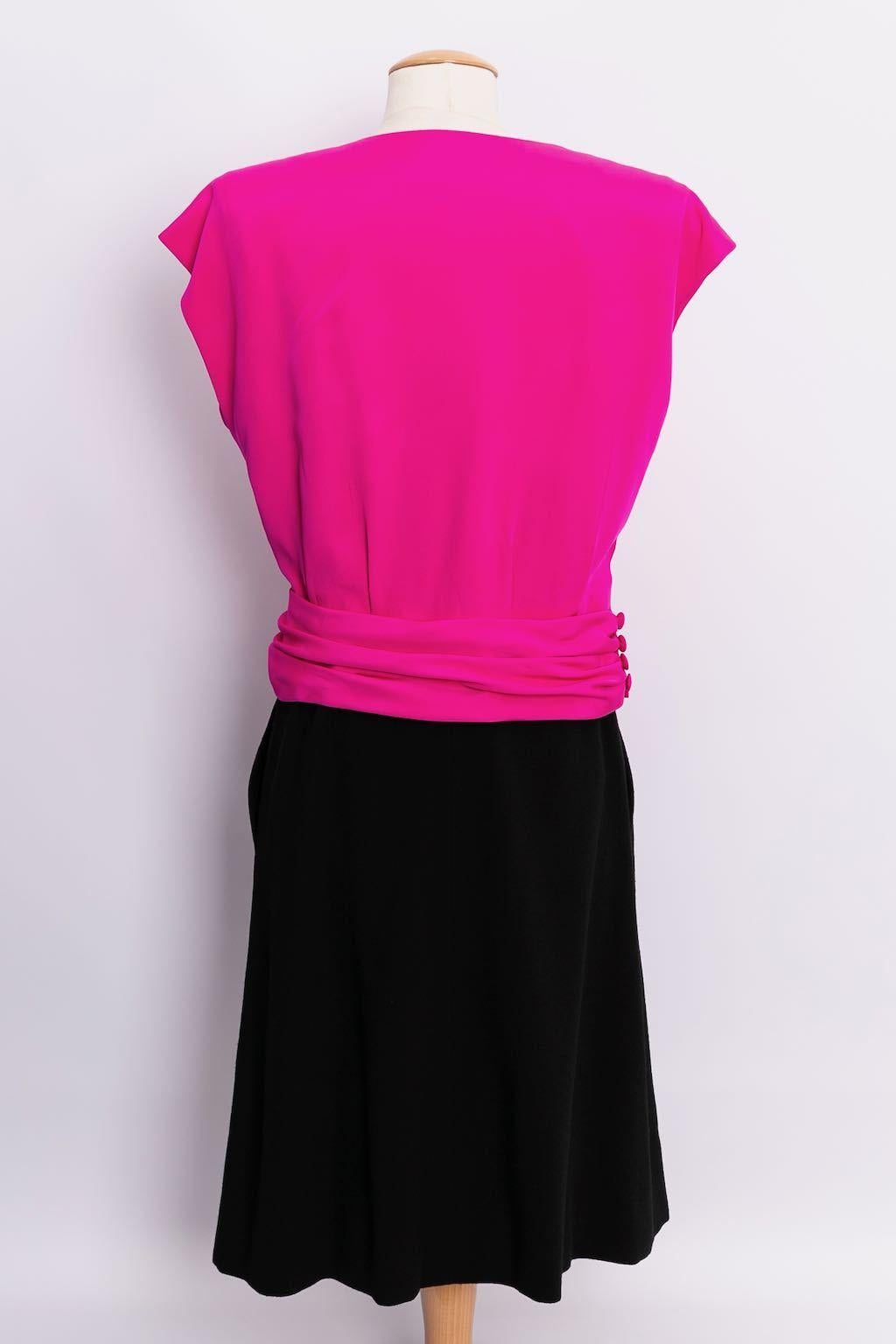 Rosa Set top in seta e gonna in crepe di lana di Yves Saint Laurent Haute Couture in vendita