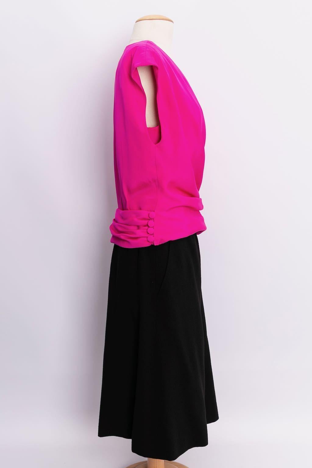 Rose Yves Saint Laurent Haute Couture ensemble jupe et haut en soie et crêpe de laine en vente