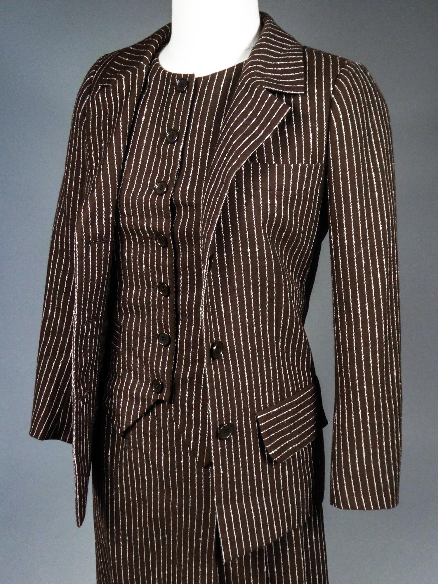 Yves Saint Laurent - Combinaison jupe haute couture numérotée 14539, circa 1967/1970 en vente 6