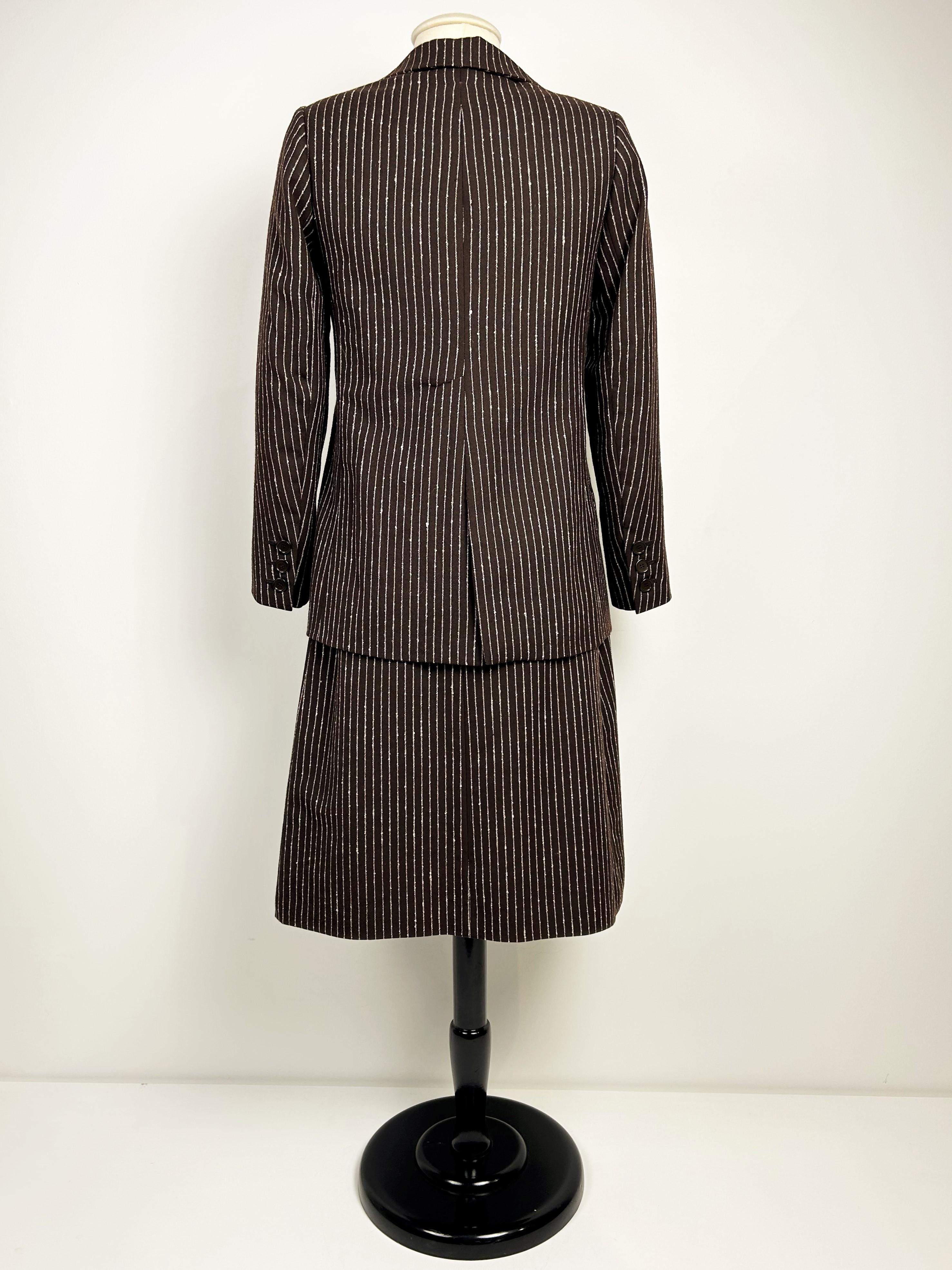 Yves Saint Laurent - Combinaison jupe haute couture numérotée 14539, circa 1967/1970 en vente 10