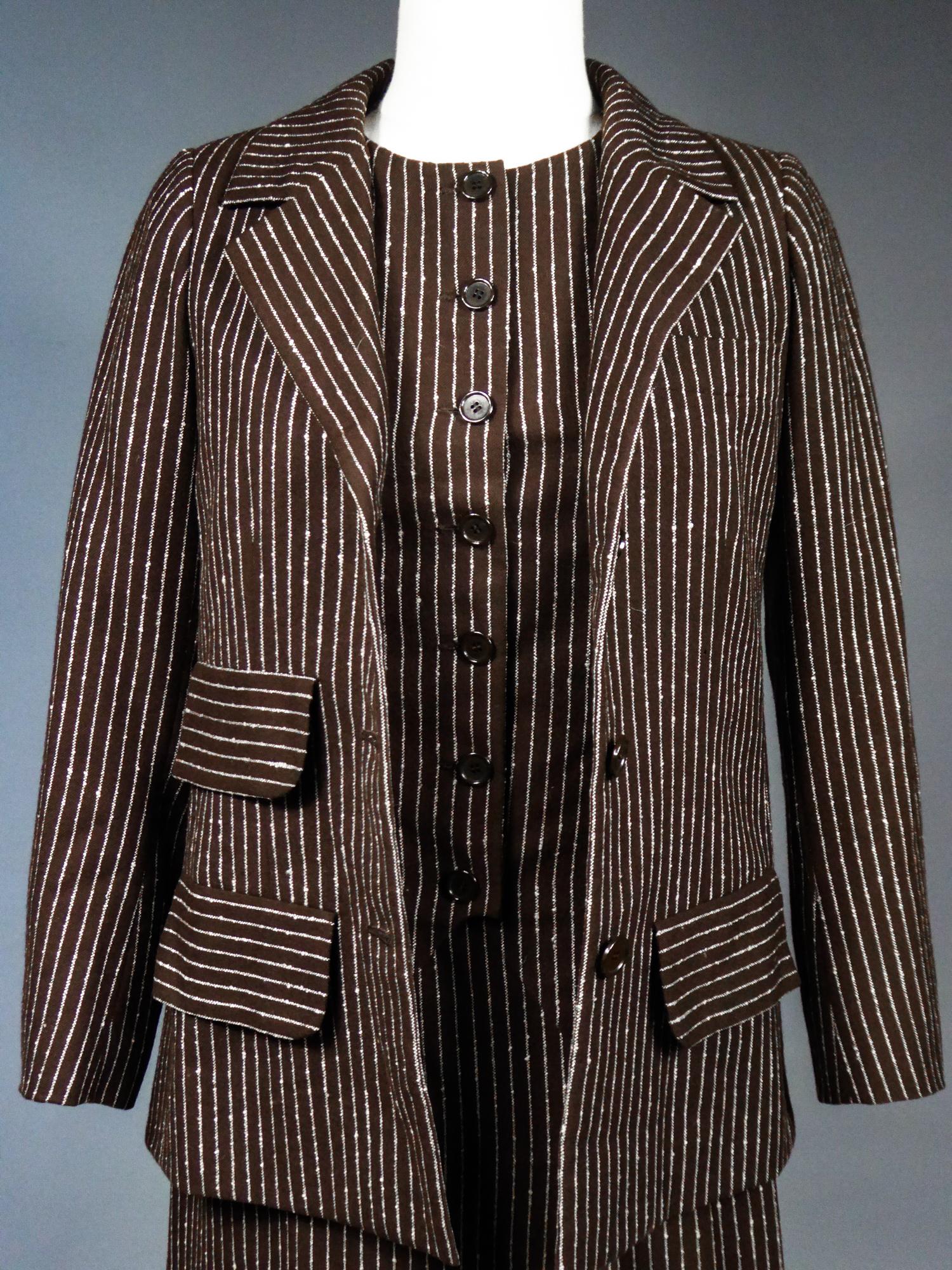 Yves Saint Laurent Haute Couture skirt-suit numbered 14539 Circa 1967/1970 In Good Condition For Sale In Toulon, FR