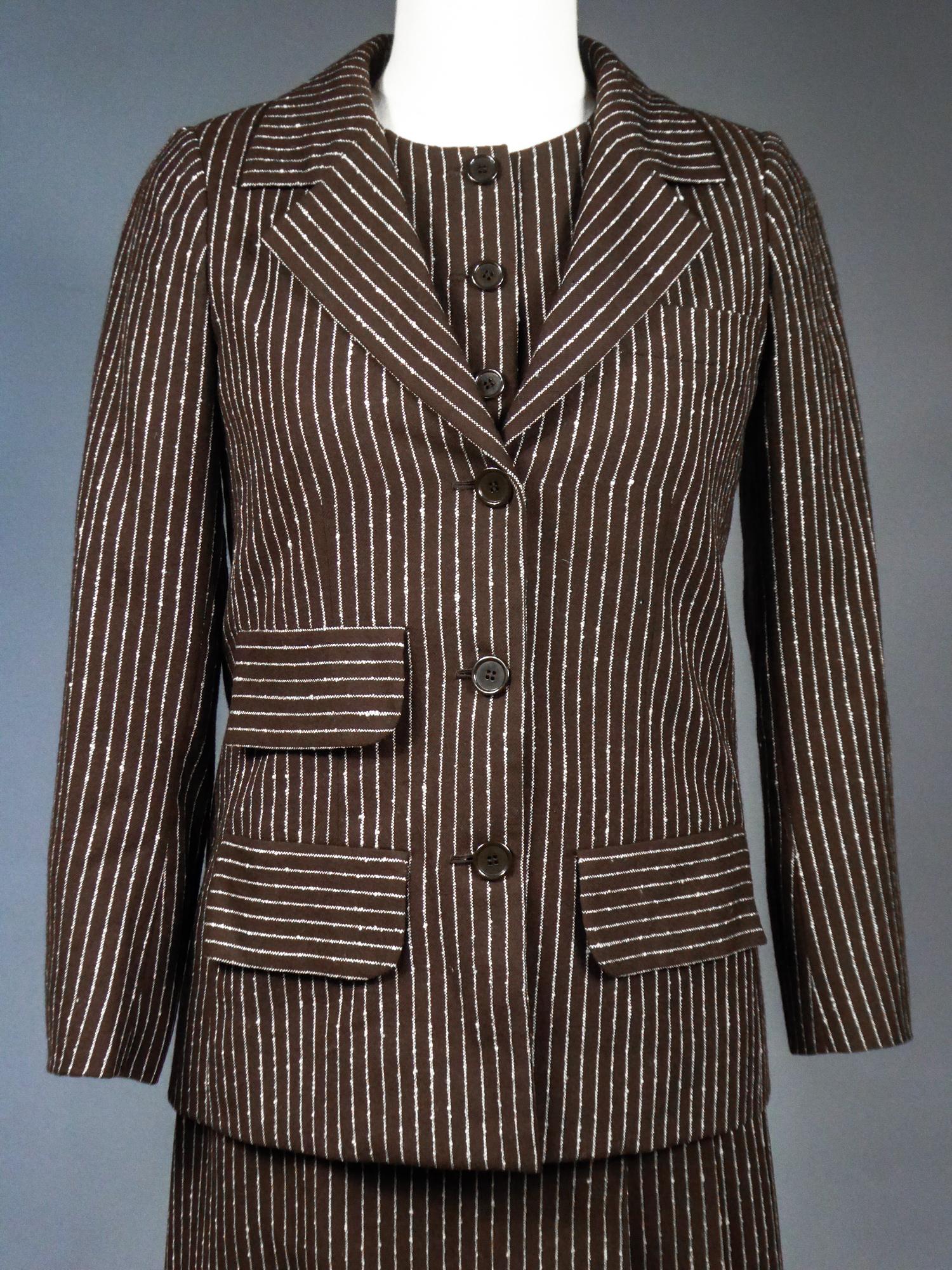 Women's Yves Saint Laurent Haute Couture skirt-suit numbered 14539 Circa 1967/1970 For Sale