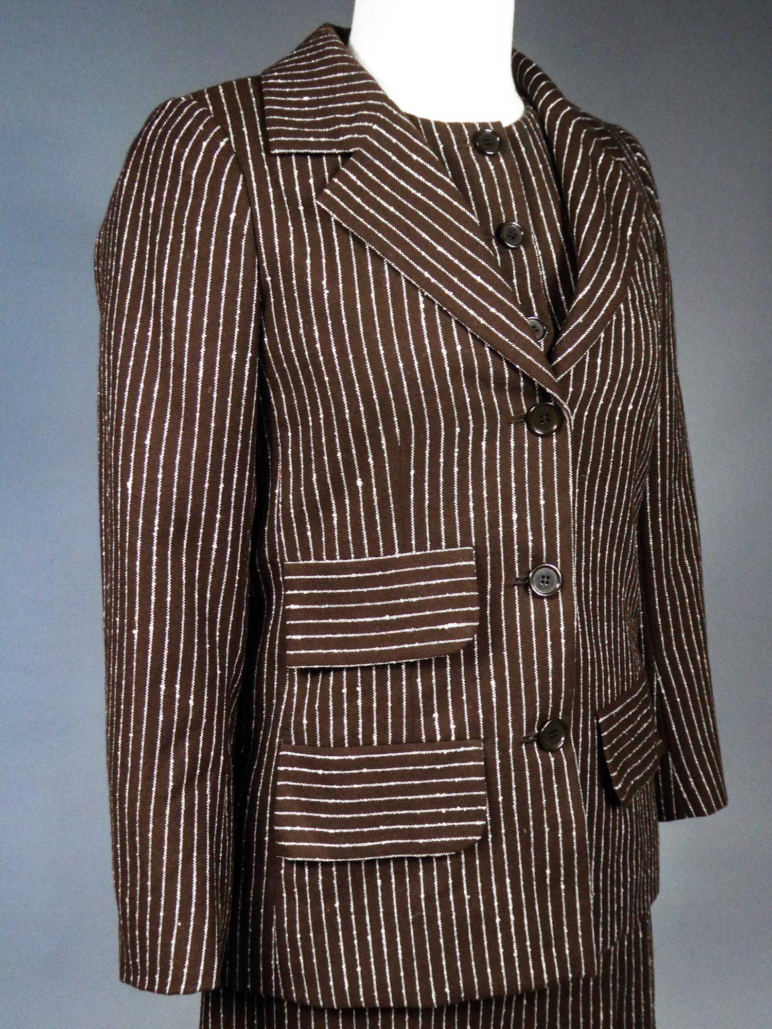 Yves Saint Laurent Haute Couture skirt-suit numbered 14539 Circa 1967/1970 For Sale 3