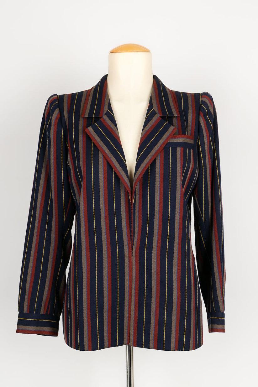 Women's Yves Saint Laurent Haute Couture Striped Wool Suit For Sale
