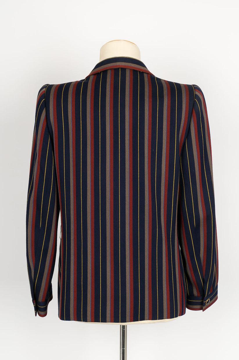 Yves Saint Laurent Haute Couture Gestreifter Wollanzug mit Streifen im Angebot 1