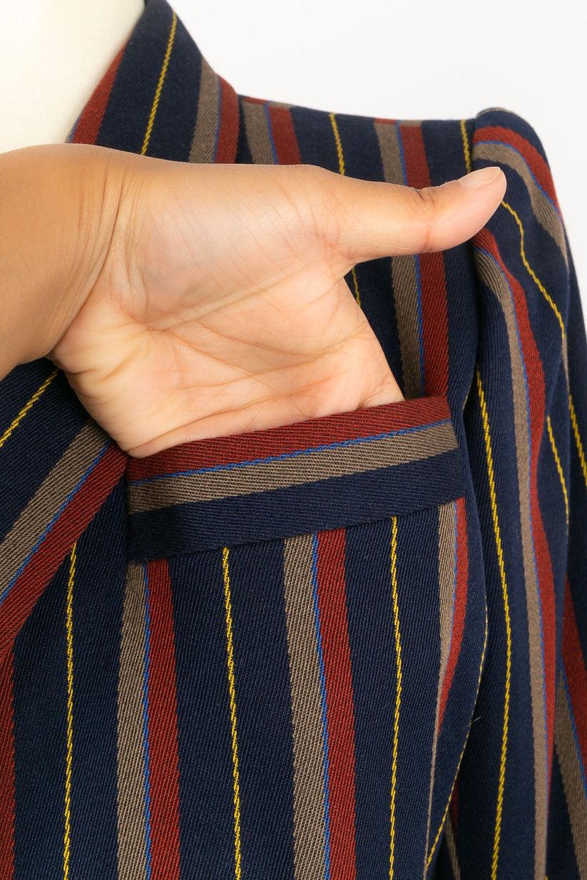 Yves Saint Laurent Haute Couture Striped Wool Suit For Sale 2