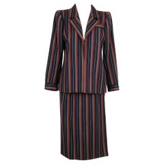 Vintage Yves Saint Laurent Haute Couture Striped Wool Suit