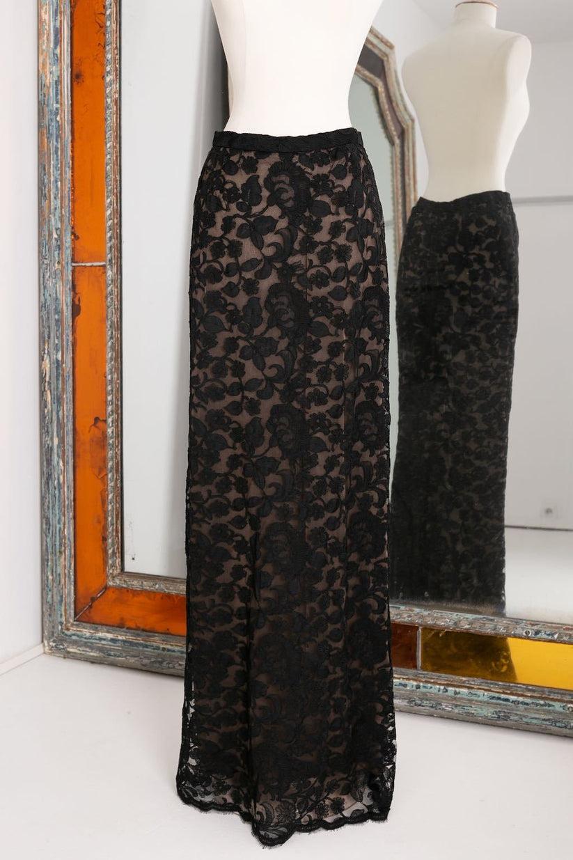 Yves Saint Laurent Haute Couture Top and Skirt Set in Velvet and Lace In Excellent Condition For Sale In SAINT-OUEN-SUR-SEINE, FR