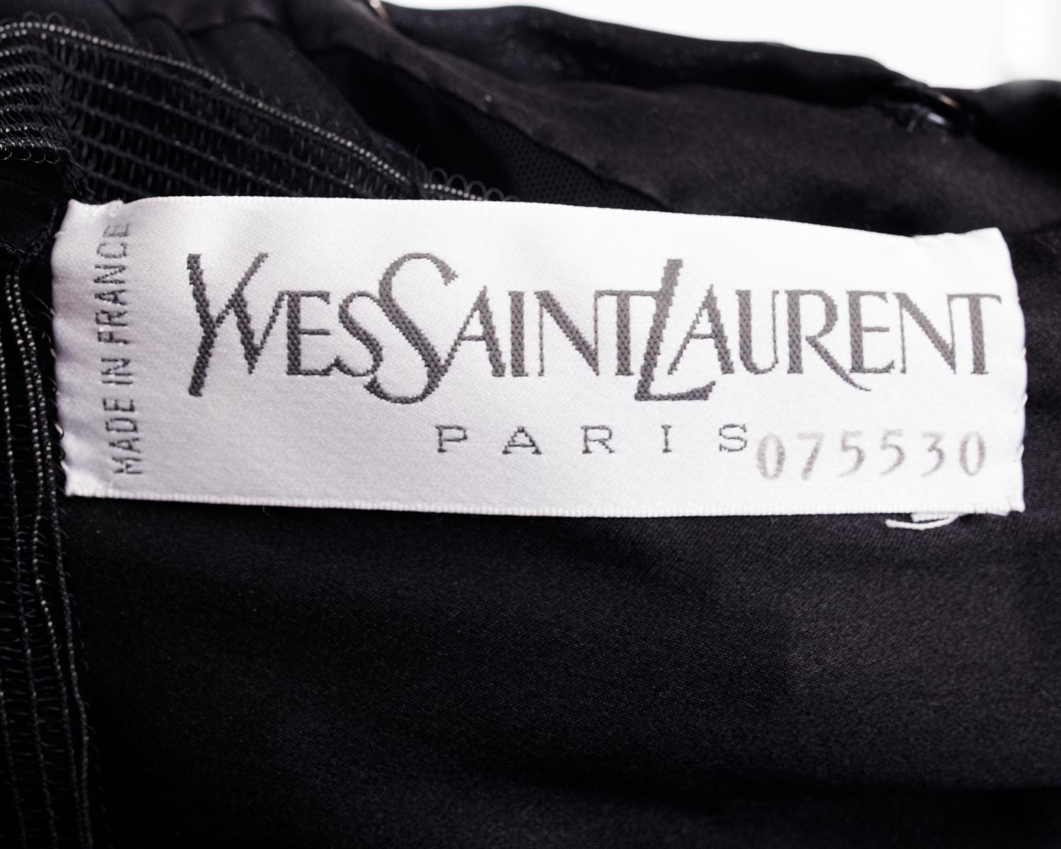 Yves Saint Laurent Haute Couture Vintage 1990’s Black Ruffle Evening Gown For Sale 8