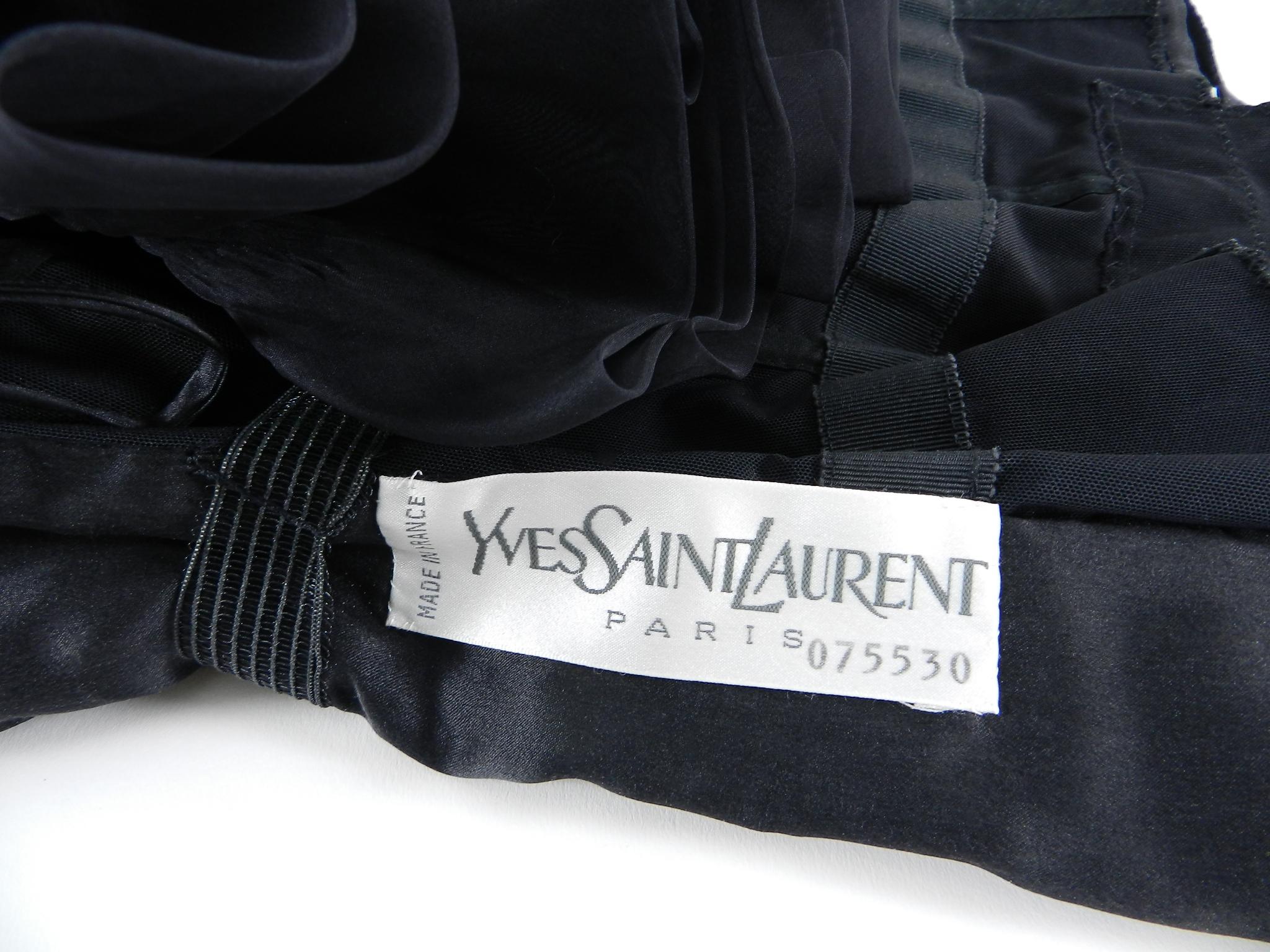 Yves Saint Laurent Haute Couture Vintage 1990’s Black Ruffle Evening Gown For Sale 9