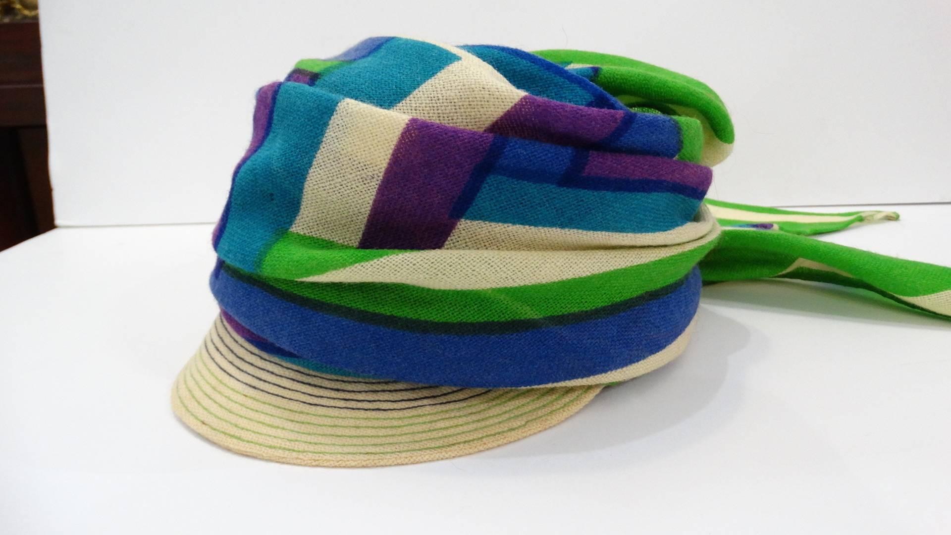 Blue Yves Saint Laurent Headscarf Hat, 1960s 