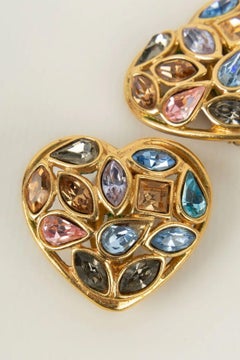 Yves Saint Laurent „Heart“-Ohrringe mit mehrfarbigen Strasssteinen