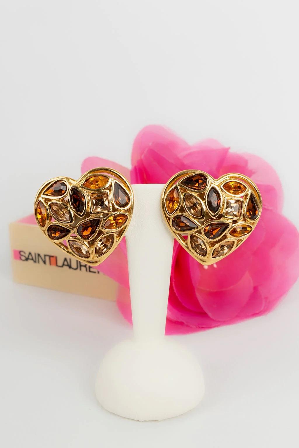 Yves Saint Laurent Heart Gold-Plated Clip Earrings For Sale 1
