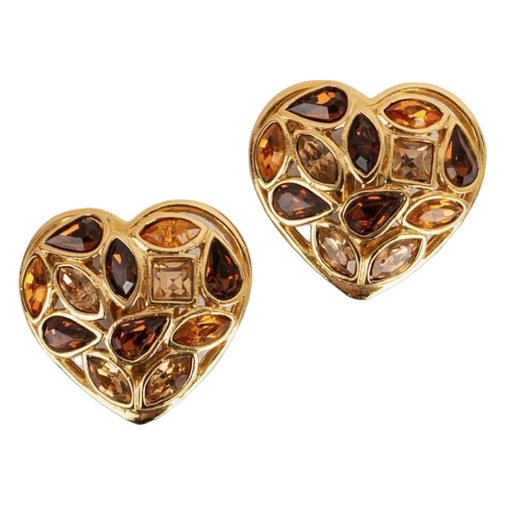 Yves Saint Laurent - Boucles d'oreilles clips plaquées or avec cœur