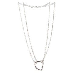 Yves Saint Laurent Heart Necklace in Silver Tone Metal