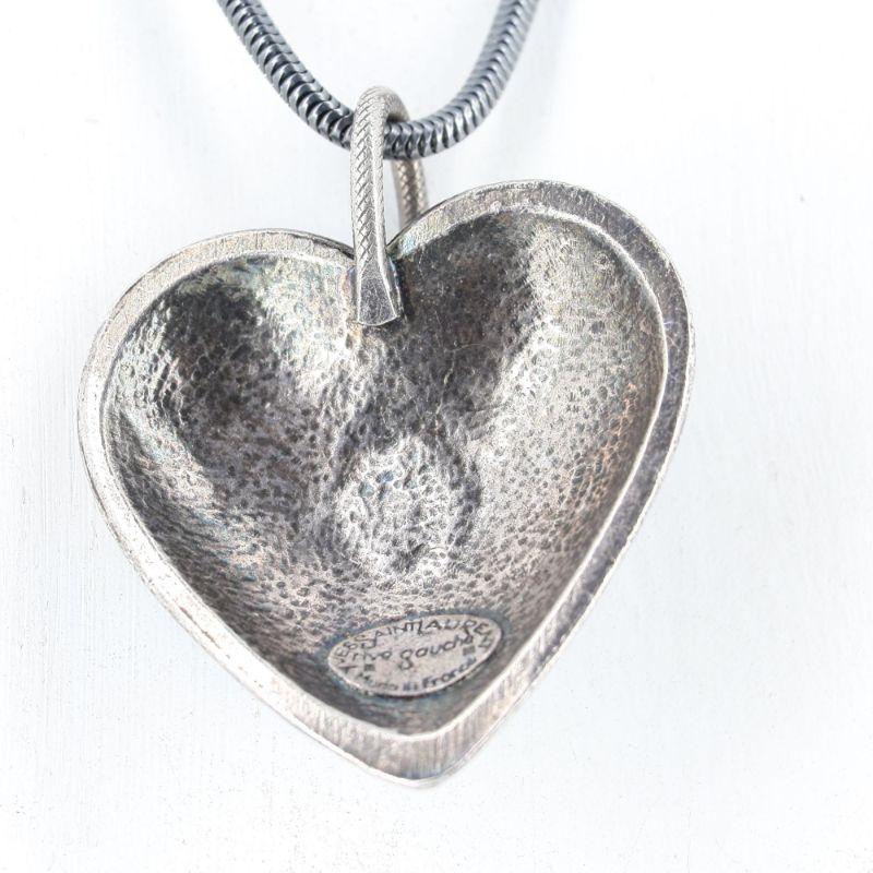 Yves Saint Laurent Heart Necklace with Copper Metal Chain In Good Condition For Sale In PARIS, FR