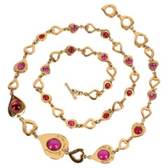 Yves Saint Laurent Heart Necklace with Resin Cabochons, Mid-1980s