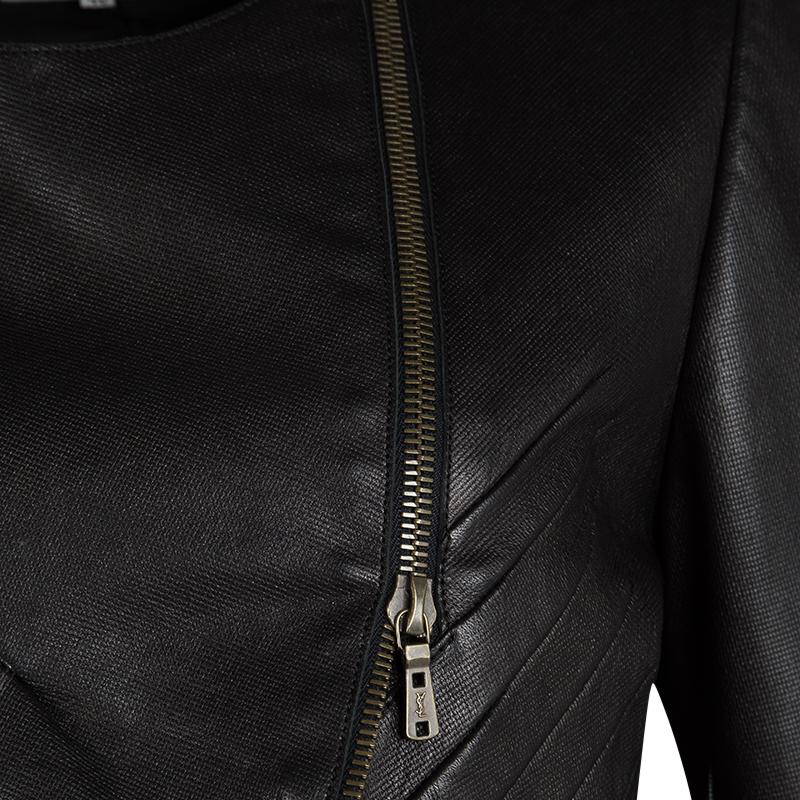 Yves Saint Laurent Hiver'08 Dark Brown Leather Asymmetric Zip Front Jacket M im Zustand „Gut“ in Dubai, Al Qouz 2