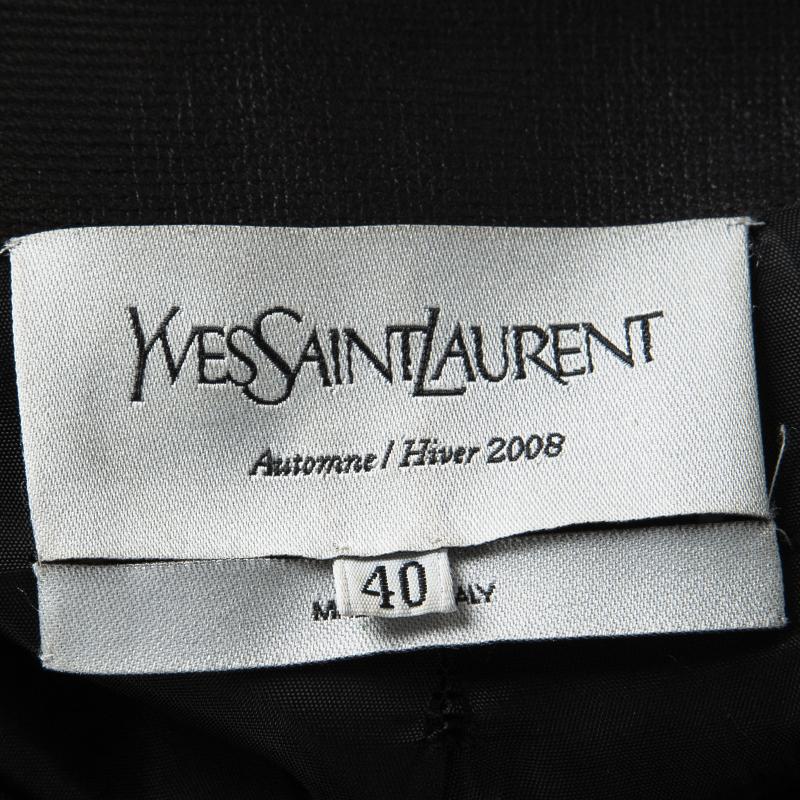 Women's Yves Saint Laurent Hiver'08 Dark Brown Leather Asymmetric Zip Front Jacket M