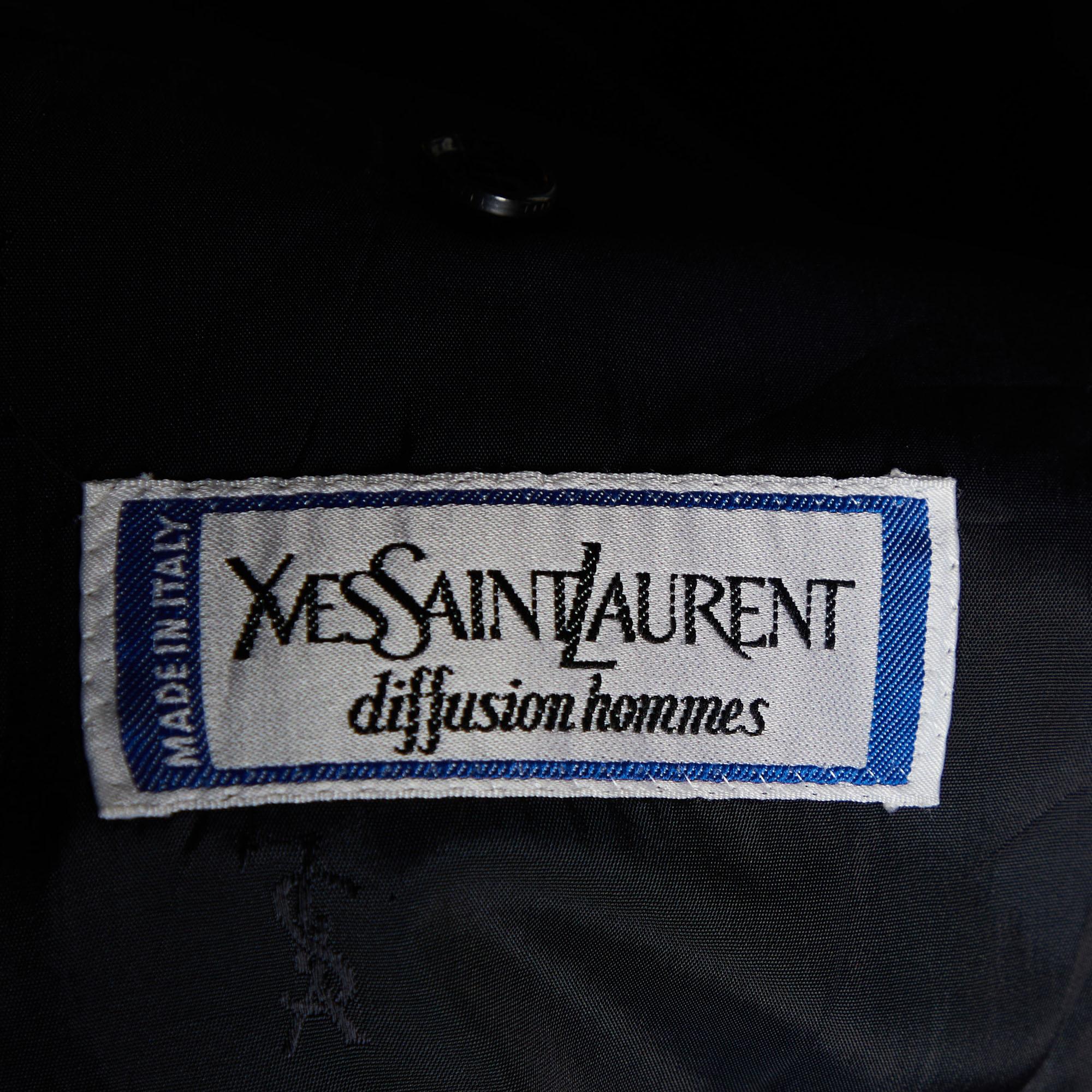 Women's Yves Saint Laurent Homme Vintage Grey Wool Button Front Jacket XXL For Sale