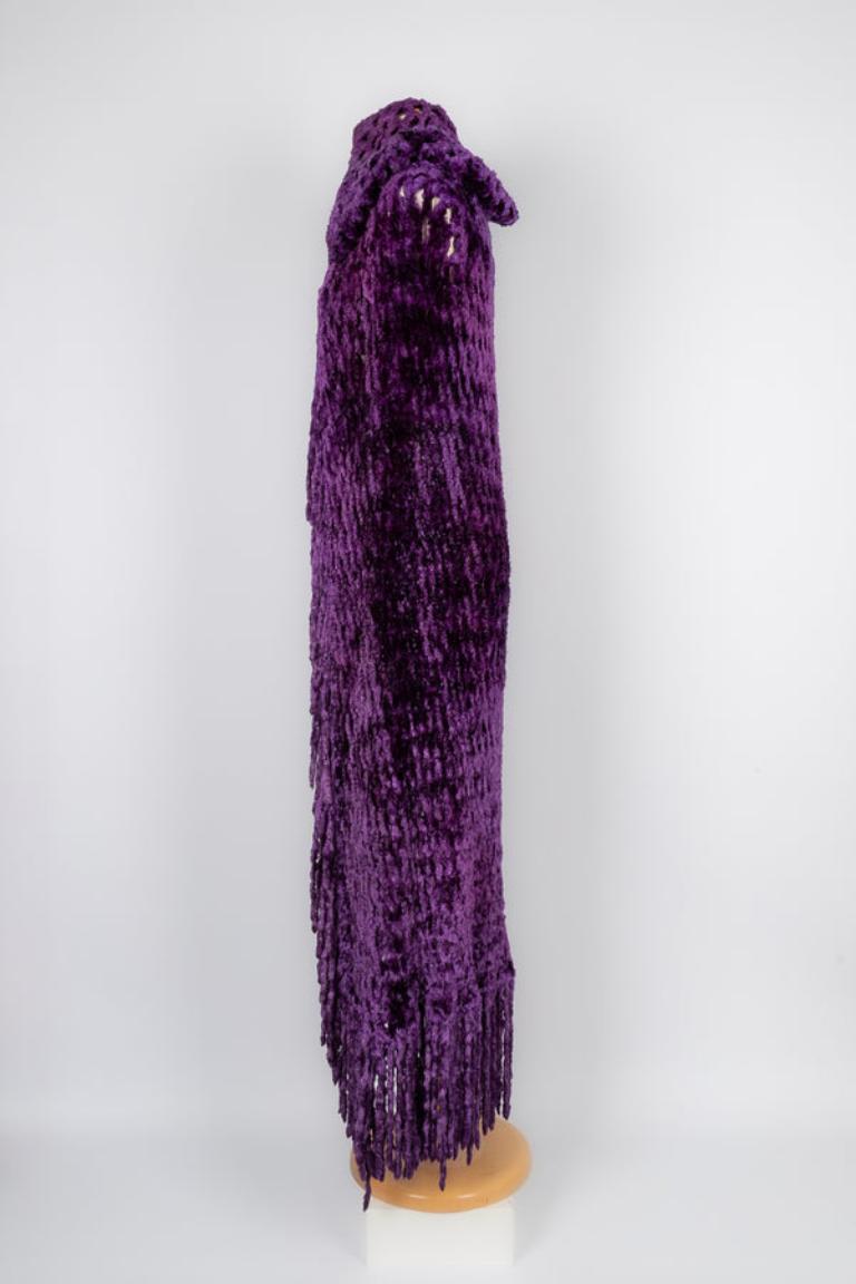 Black Yves Saint Laurent Hooded Purple Cape