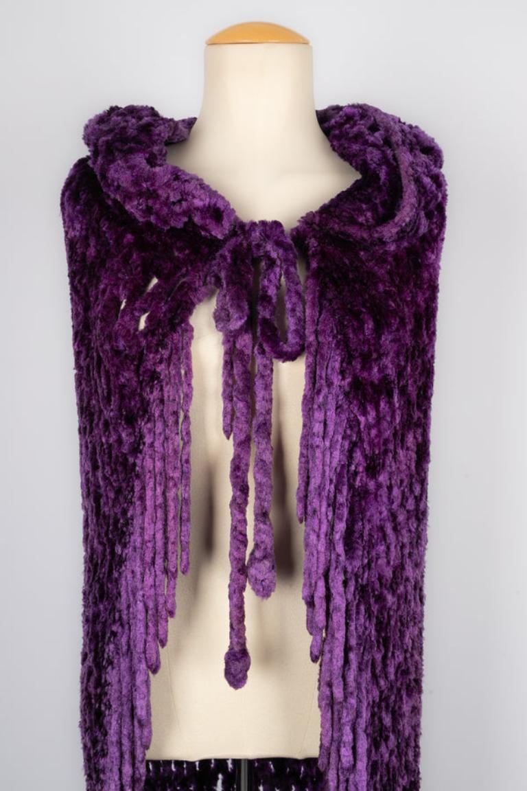 Women's Yves Saint Laurent Hooded Purple Cape