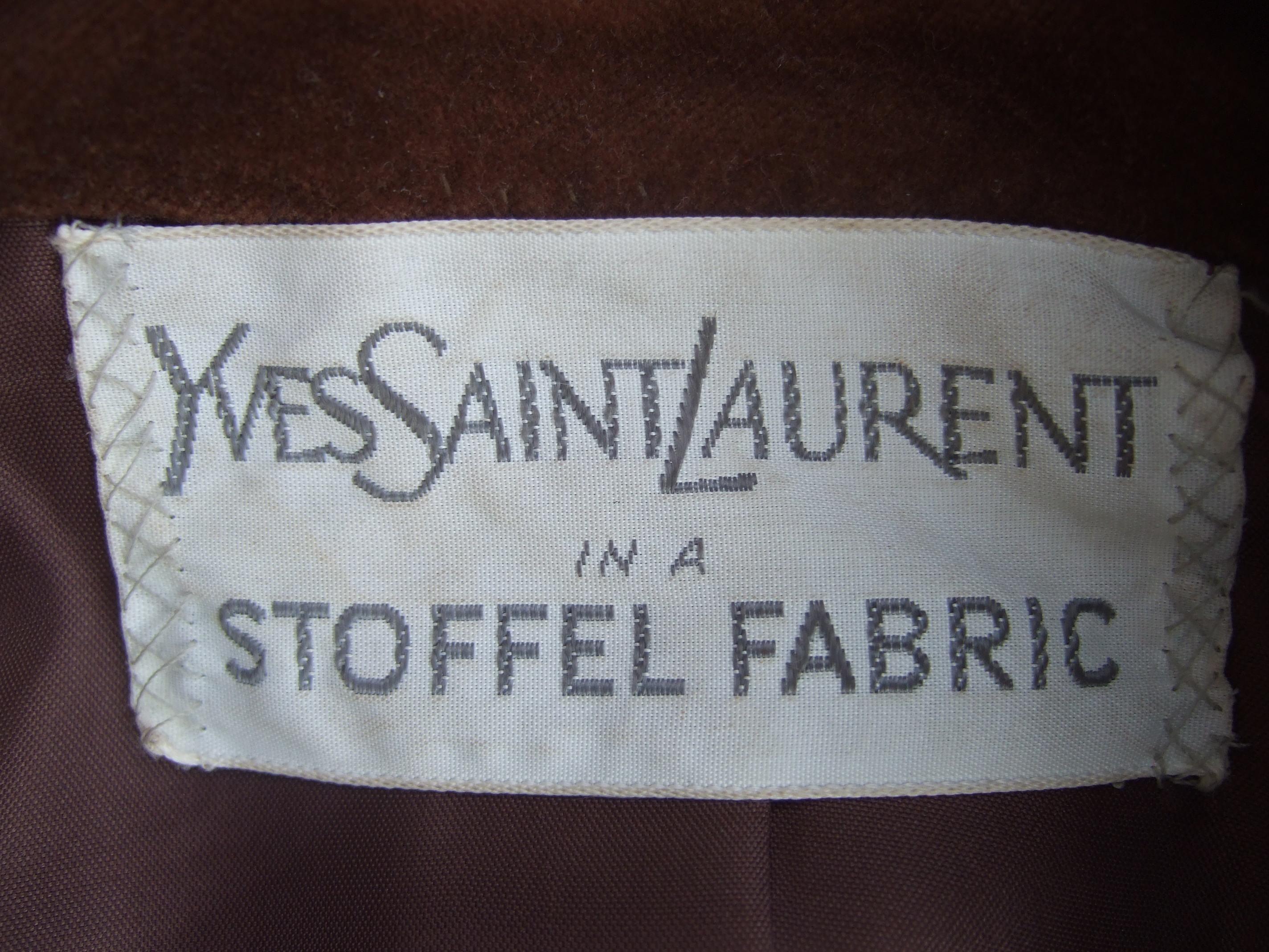 Yves Saint Laurent Horizontal Striped Fuzzy Wool Knit Women's Coat c 1970s 14