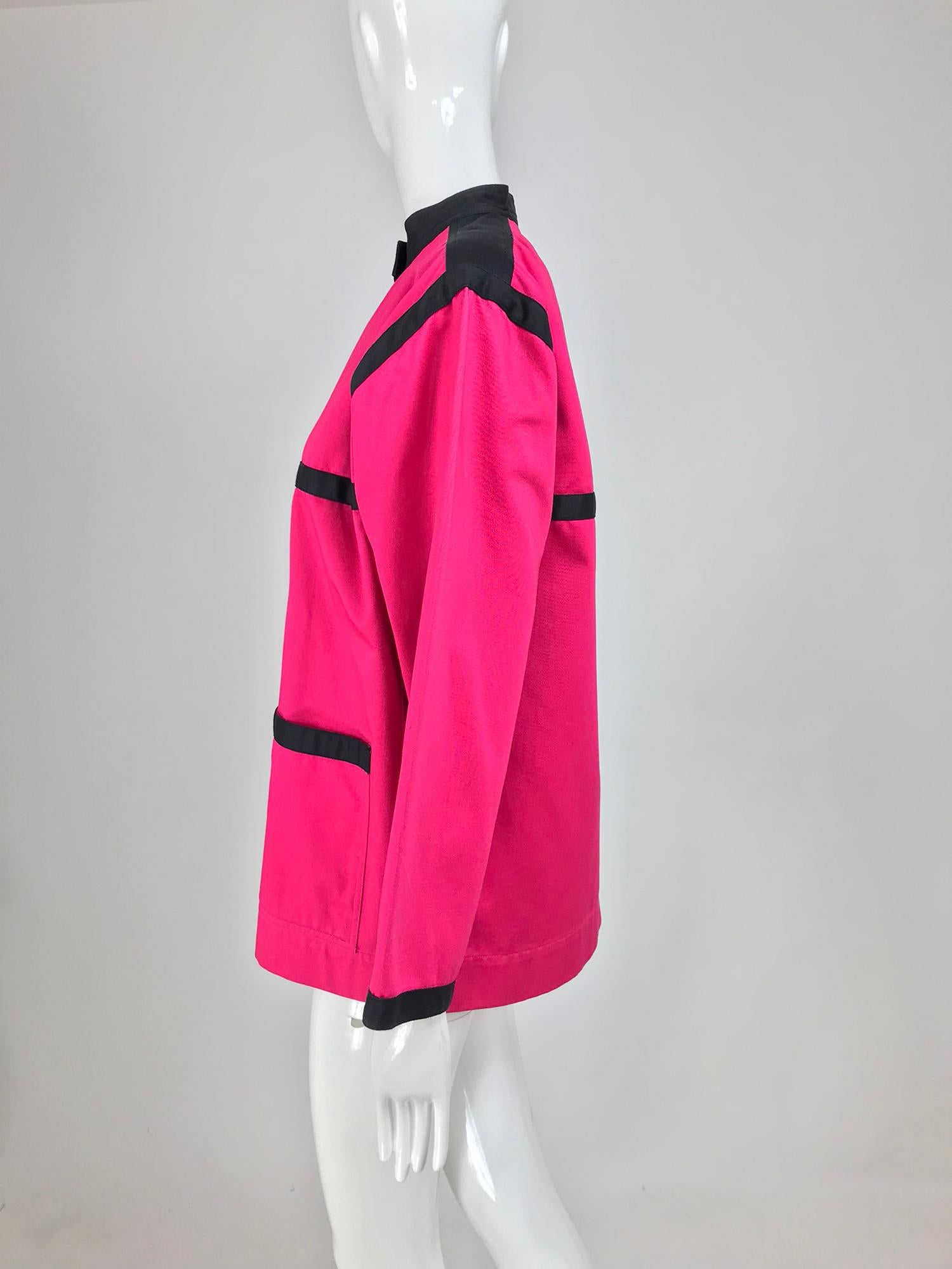 Yves Saint Laurent Hot Pink Colour Block Jacket 1970s For Sale 5