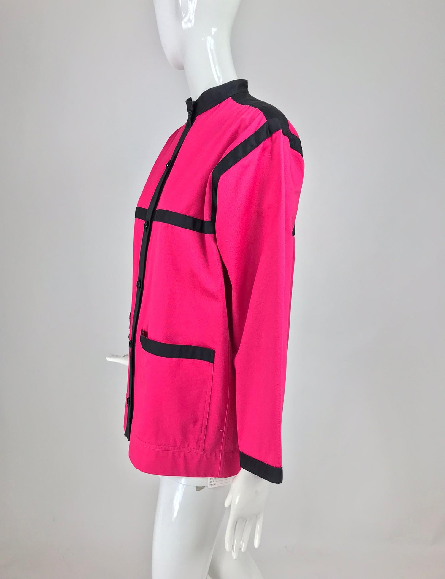 Yves Saint Laurent Hot Pink Colour Block Jacket 1970s For Sale 6