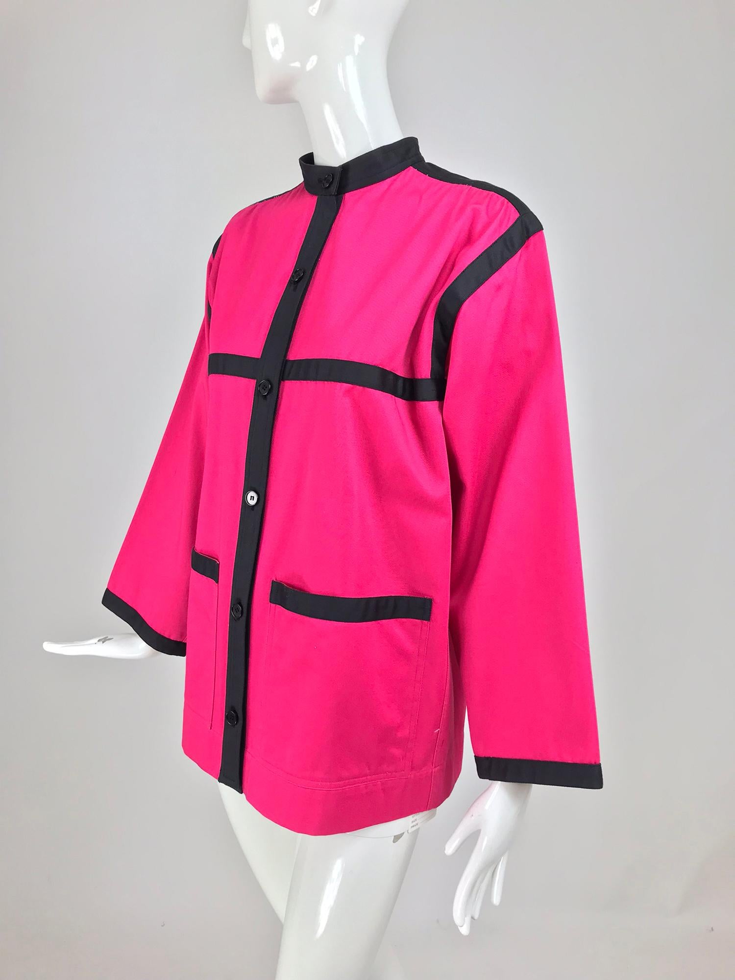 Yves Saint Laurent Hot Pink Colour Block Jacket 1970s For Sale 7