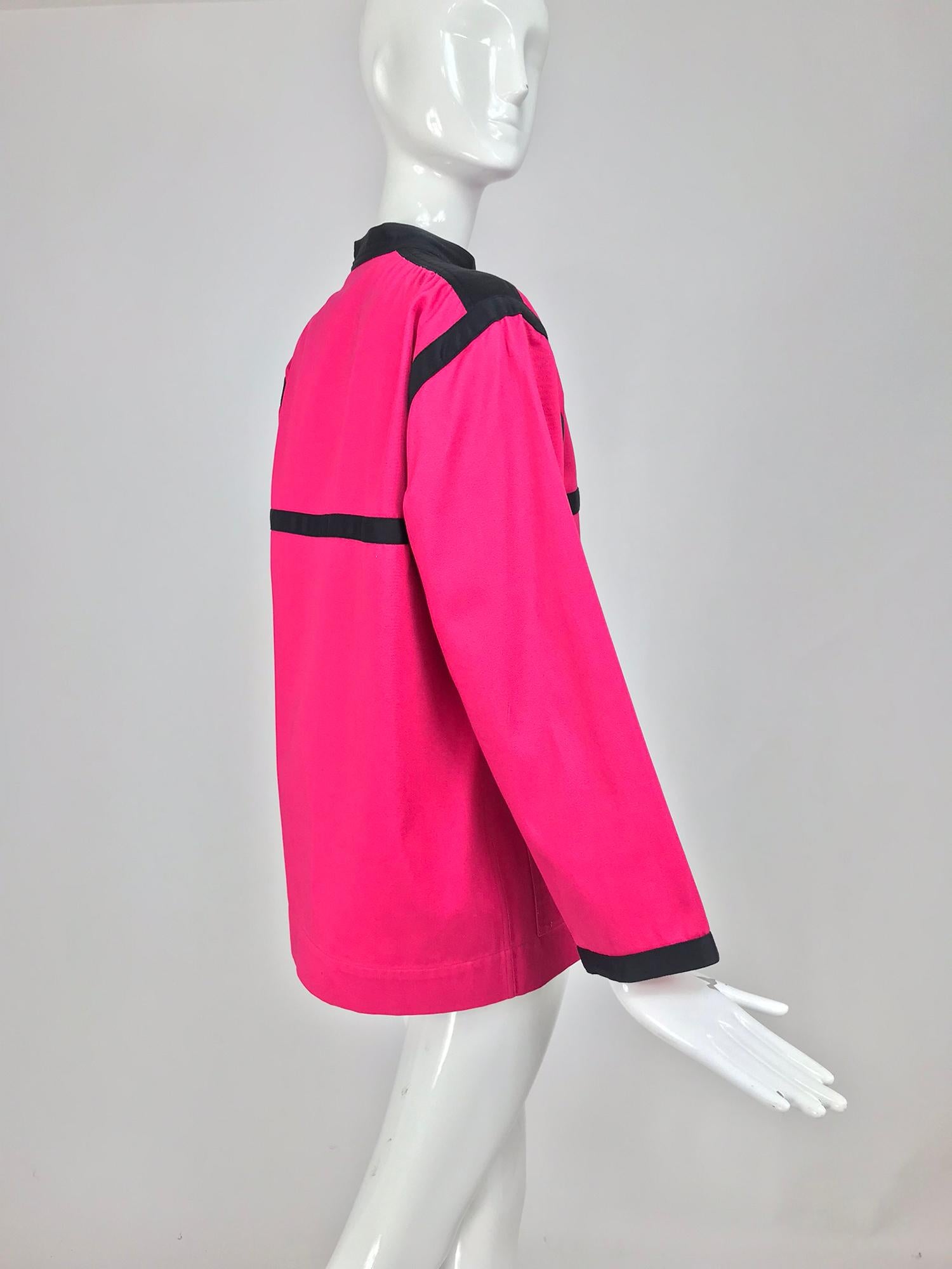 Women's Yves Saint Laurent Hot Pink Colour Block Jacket 1970s For Sale