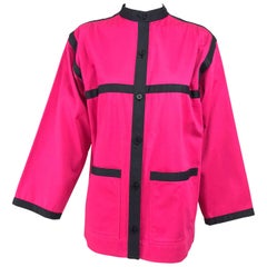 Yves Saint Laurent Chaqueta rosa cálido en bloques de color Años 70
