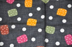 Yves Saint Laurent Huge "Candy Drops" with Yellow Border Cotton Scarf