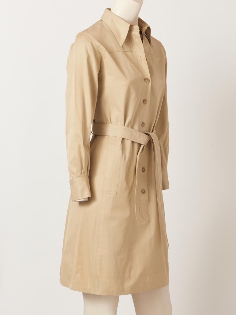 Yves Saint Laurent Iconic 1970's Khaki Shirt Dress In Good Condition For Sale In New York, NY