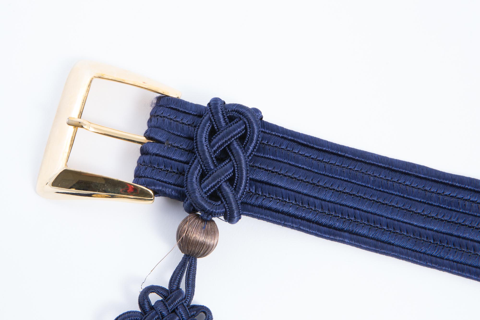 Yves Saint Laurent Iconic Blue Braided Belt 5