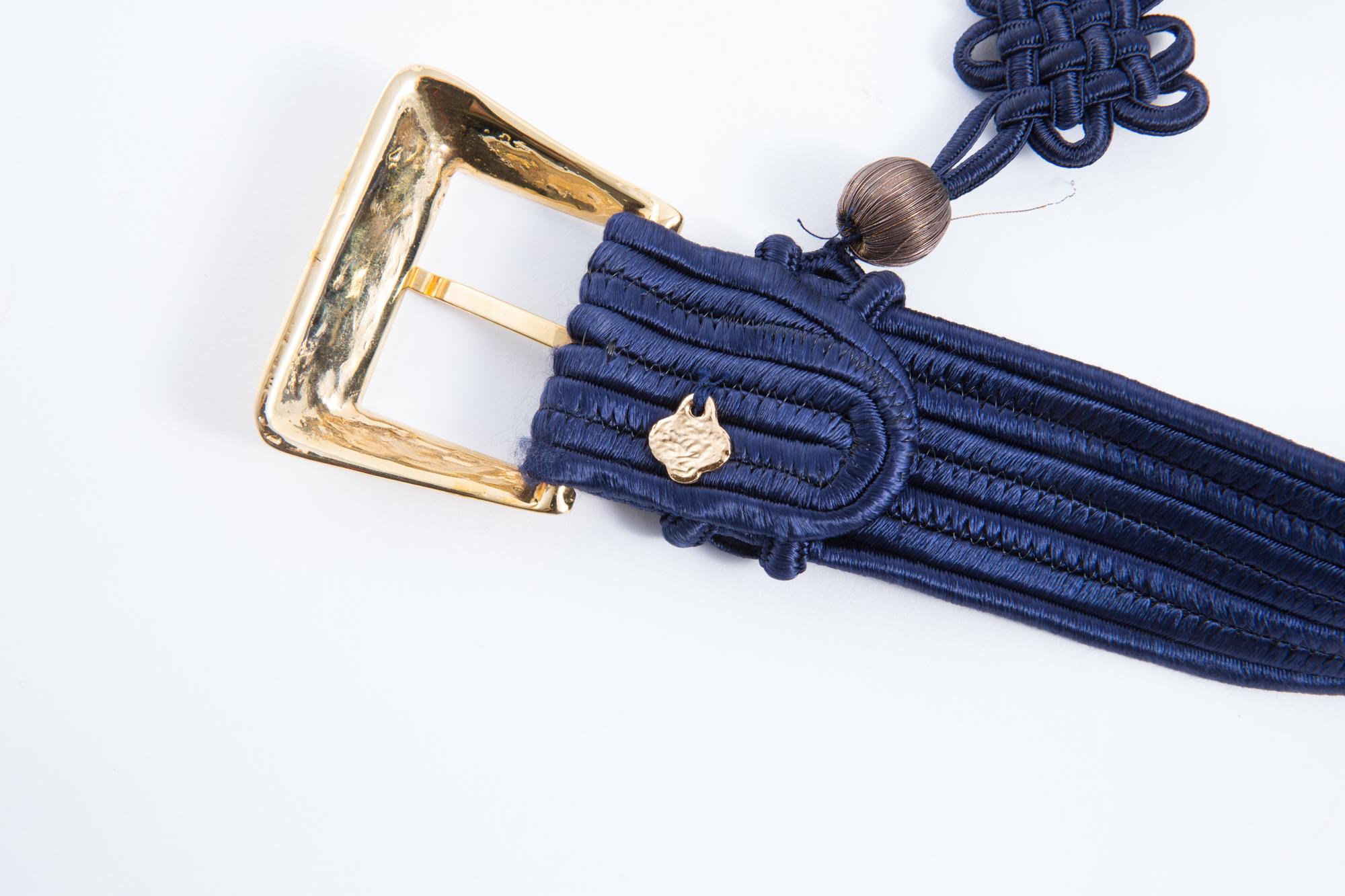 Yves Saint Laurent Iconic Blue Braided Belt 6