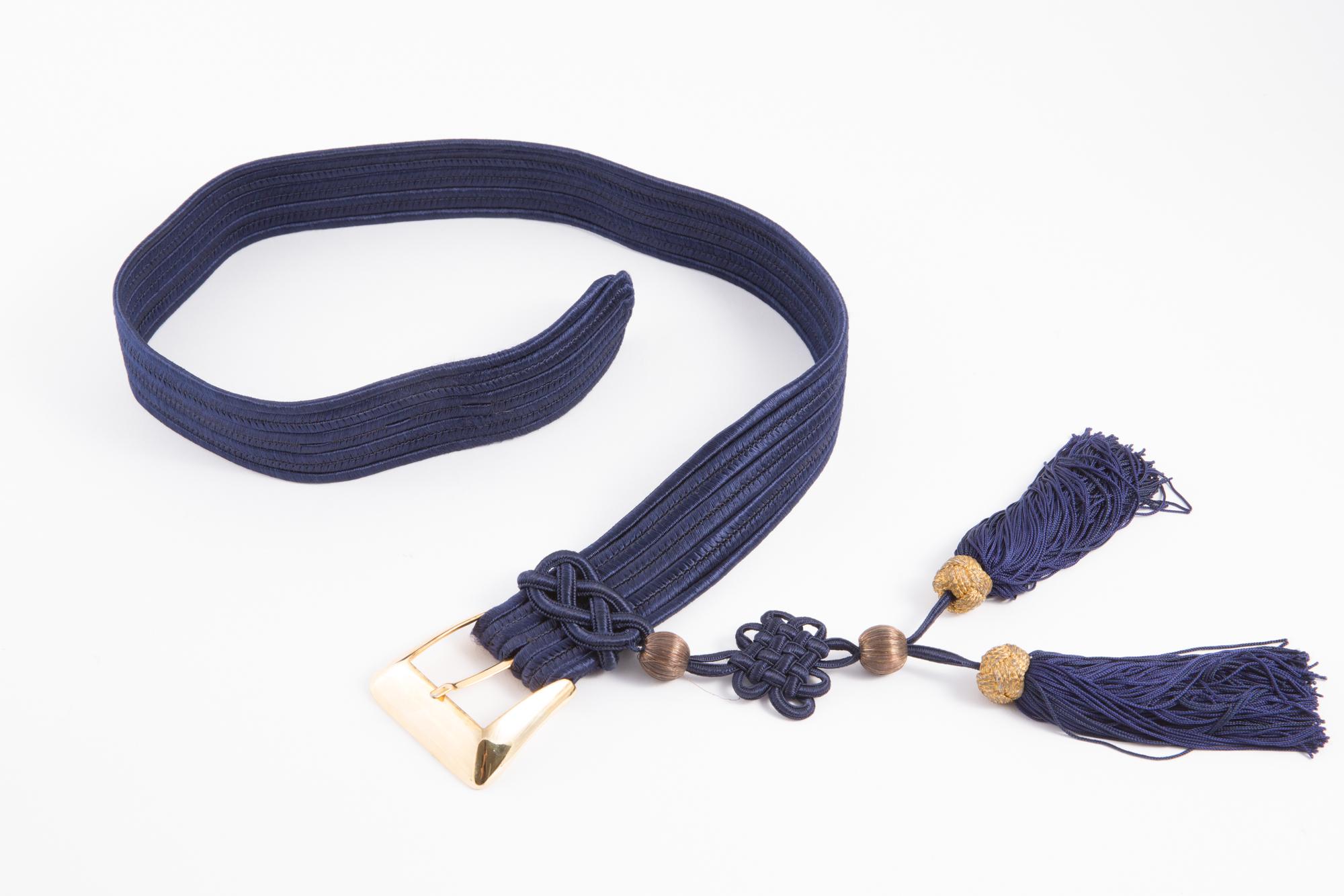 Black Yves Saint Laurent Iconic Blue Braided Belt