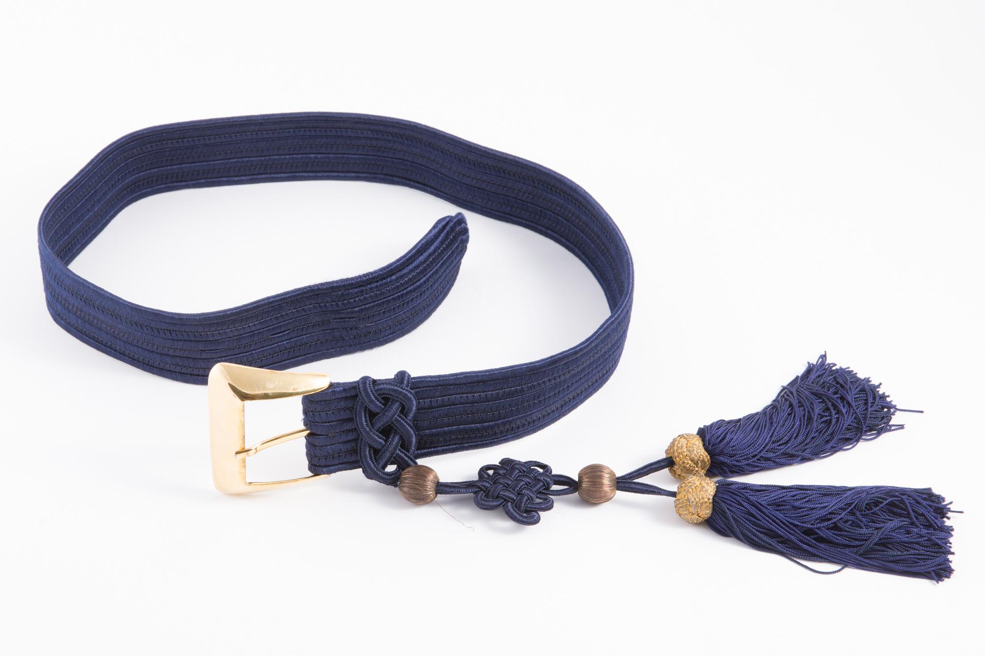 Yves Saint Laurent Iconic Blue Braided Belt In Excellent Condition In Paris, FR