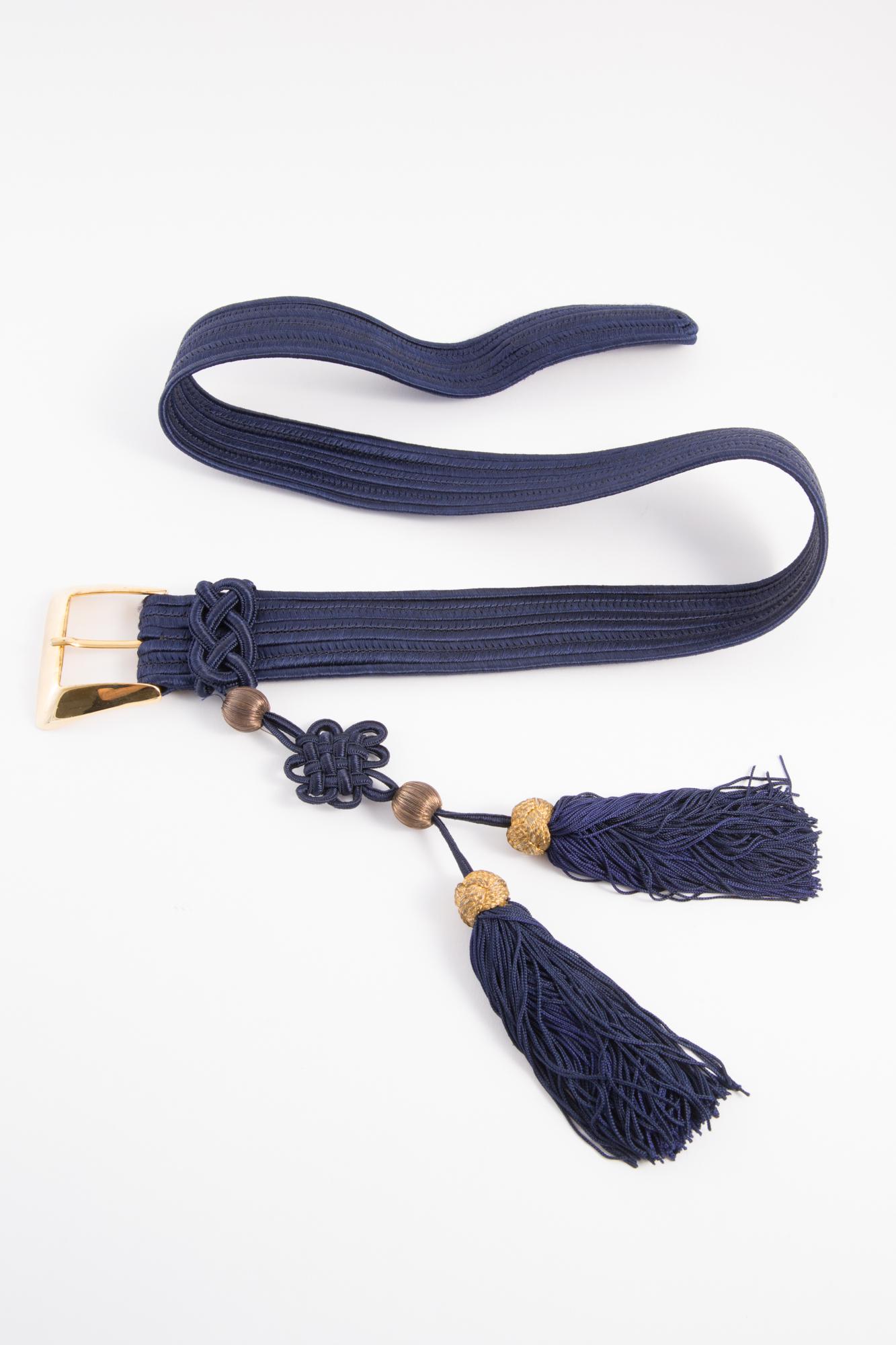 Yves Saint Laurent Iconic Blue Braided Belt 3